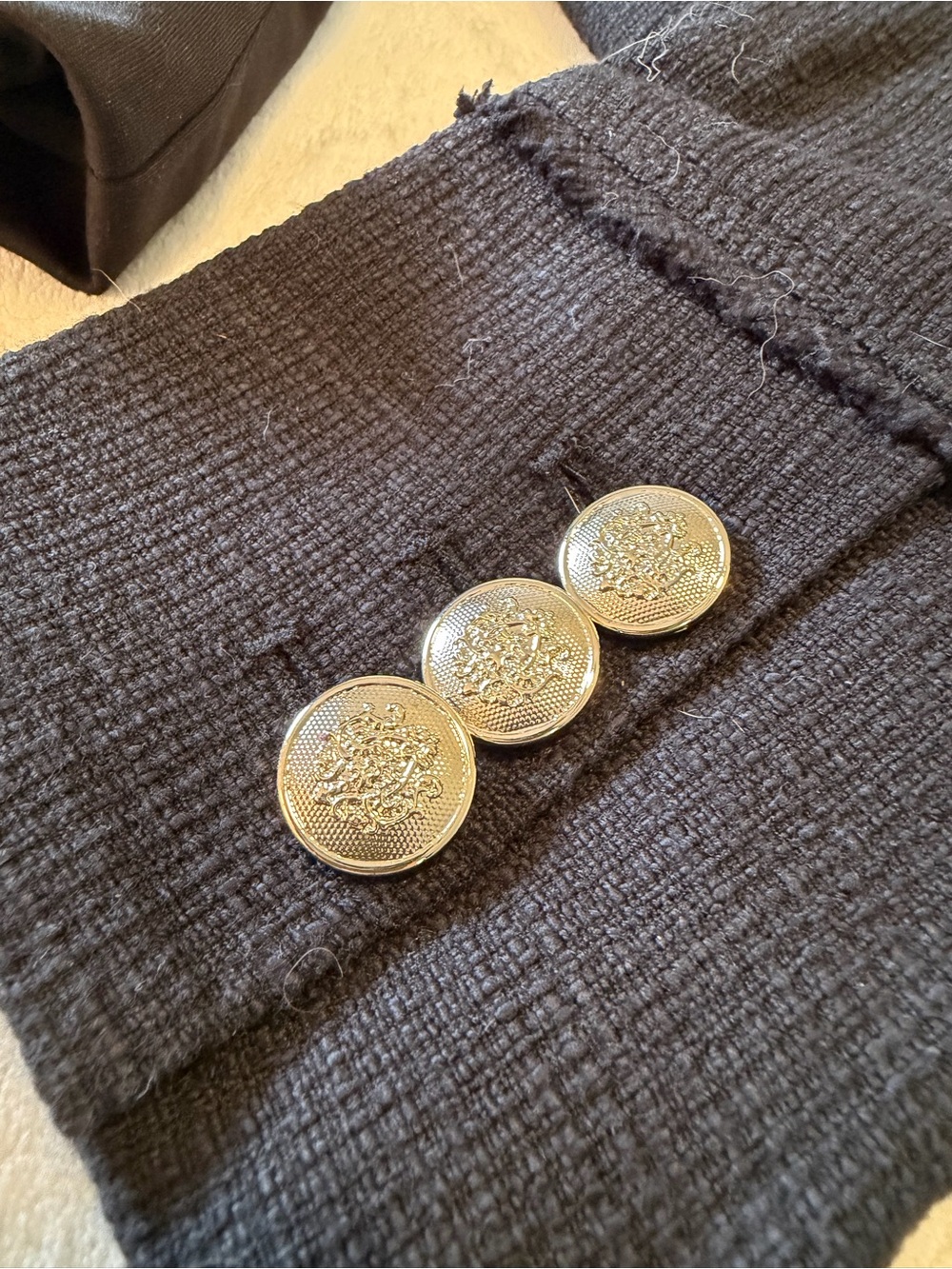 White House Black Market Black Double-Breasted Blazer with Gold Buttons - Picture 4 of 7